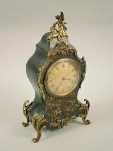 A late 19thC French ebonised and boulle marquetry mantel clock