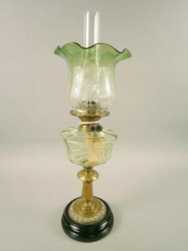 A Victorian brass oil lamp