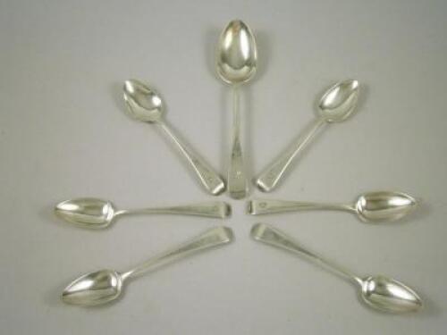 An associated set of six silver Old English pattern teaspoons and a larger spoon