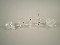 A group of five pieces of Swarovski crystal