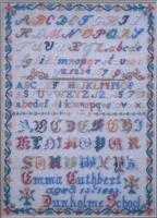 Early 19thC woolwork alphabet sampler