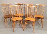 A set of six Ercol stickback kitchen chairs