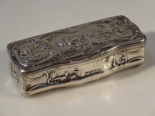 A 19thC French white metal tobacco box