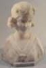 An early 20thC carved alabaster bust of a young maiden