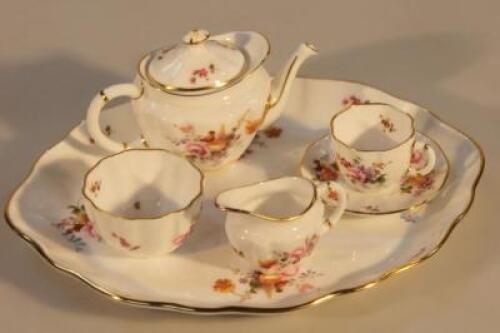 A Royal Crown Derby 'Derby Posies' miniature tea set and tray