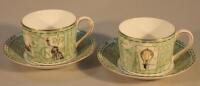 Two Wedgwood Millennium tea cups and saucers in a presentation case