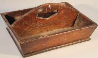 A 19thC oak cutlery tray