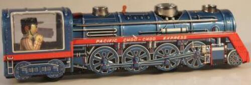 A 1950s Pacific Choo-Choo Express tin plate locomotive