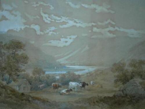 Henry Earp (1831-1914). Cattle in mountain landscape