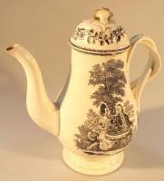 A late 18thC/early 19thC cream ware baluster coffee pot