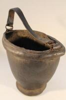 A 19thC leather powder bucket