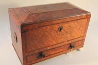 A large 19thC birds eye maple tea caddy