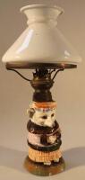 A 19thC German porcelain oil lamp