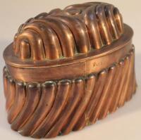 A 19thC copper oval jelly mould