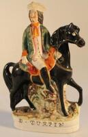 A 19thC Staffordshire pottery equestrian figure group of Dick Turpin