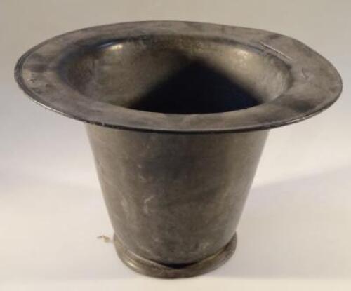 A large 19thC pewter Puritan 'Hat' commode