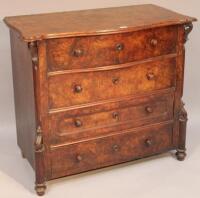 A 19thC walnut veneered Biedermier style chest of drawers