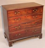 A 19thC mahogany chest of two short and three long drawers