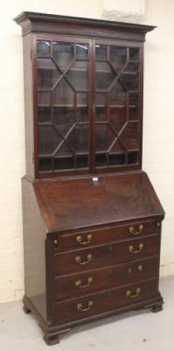 An 18thC and later bureau bookcase