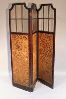 An Edwardian mahogany three fold screen