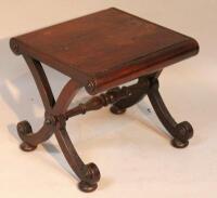 A Regency rosewood X- framed stool.