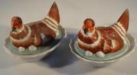 Two 19thC porcelain egg baskets