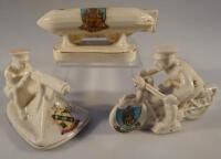 Three crested ware WWI pieces