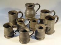 Various 19thC and later pewter tankards.