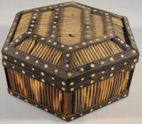 A Porcupine quill covered Indian hexagonal trinket box