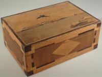 A late 19thC parquetry inlaid trinket box