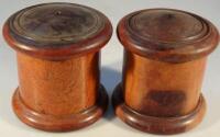 Two 19thC treen lignum vitae string boxes