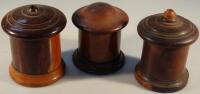 Three 19thC treen lignum vitae tobacco holders