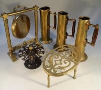 Three brass sleeve tankards