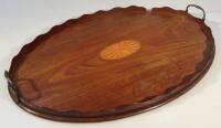 An Edwardian mahogany gallery tray