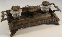 A 19thC cast metal ink stand