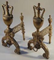 A pair of Victorian cast brass andirons