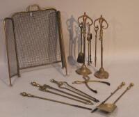 Two brass fire sets