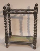 A 19thC barley twist oak stick stand