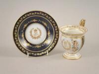 A late 19thC Sevres porcelain cabinet cup and saucer