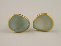 A pair of cloudy aquamarine stud earrings