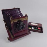 A Watson & Sons mahogany and brass plate camera