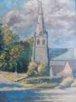 Early 20thC School. Village scene with church