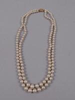 A two row set of cultured pearls