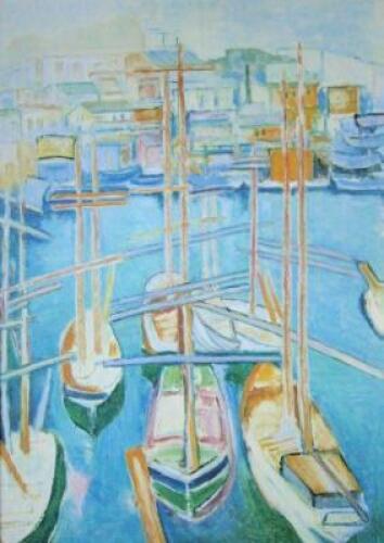 Carlos Reymond (1884-1970). Voiliers a quai a St Tropez