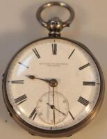 A Victorian silver cased pocket watch by Grinberg & Reichman of Brighton