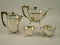 An Edwardian silver four piece tea set