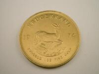 A gold South African Krugerrand