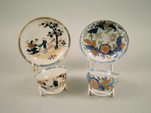 Two late 18th/early 19thC Chinese porcelain tea bowls and saucers