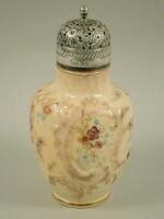 A Victorian porcelain and silver mounted sugar castor by William Wood & Co