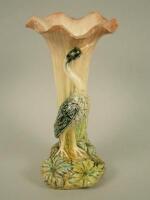 A 19thC Majolica trumpet shaped vase